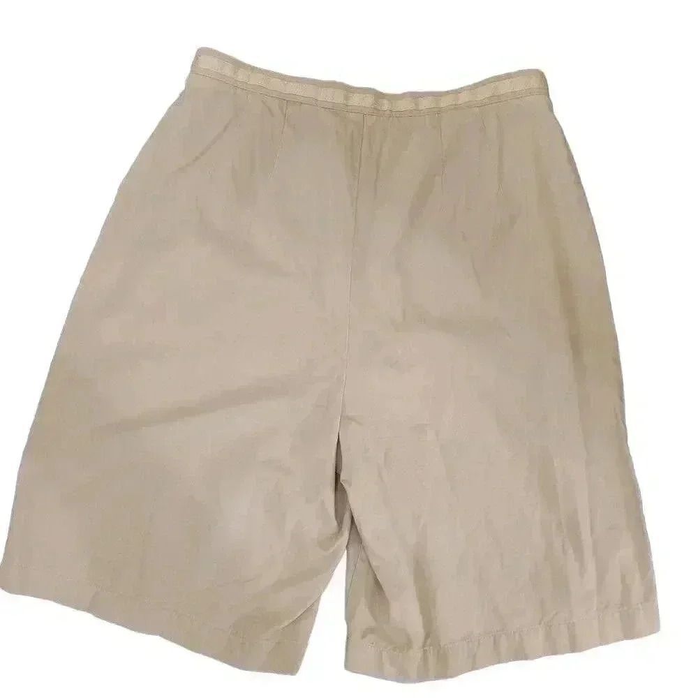 Lands' End Women's Ivory 100% Cotton High Waist Shorts